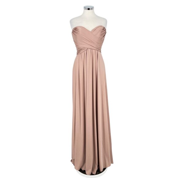 La Femme Blush Pink Strapless High Slit Floor-Length Formal Gown Size 6 - Picture 1 of 16